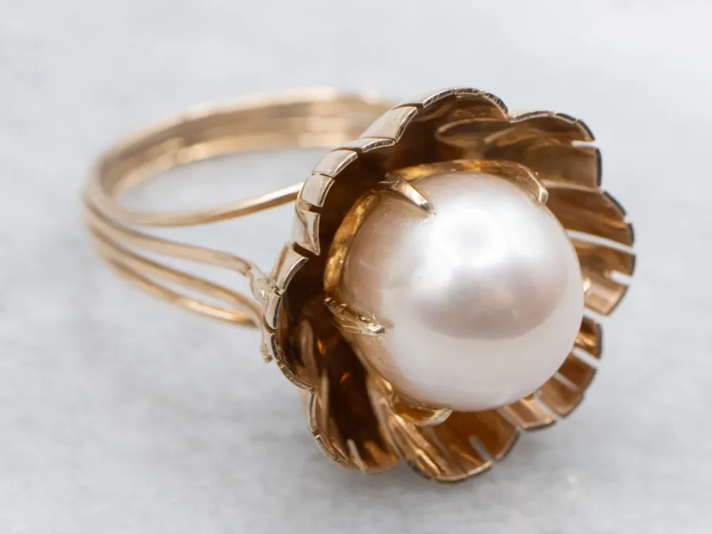 Buttercup-Set Pearl Solitaire Ring Gietijzeren remschijf