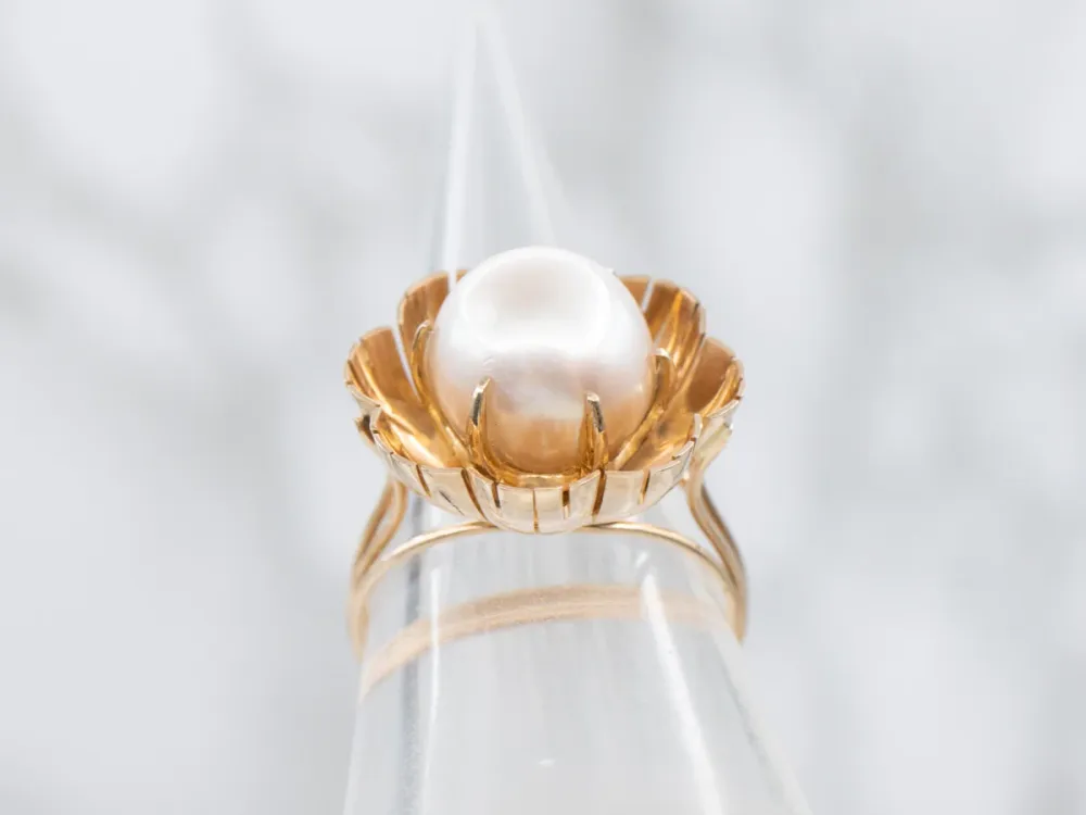 Buttercup-Set Pearl Solitaire Ring Gietijzeren remschijf