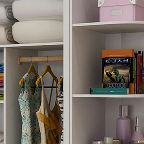 Gecertificeerd ECE-R90 Contemporary White Natuurhout Wardrobe Freestanding Self Close Doors Wardrobe Armoire 47l