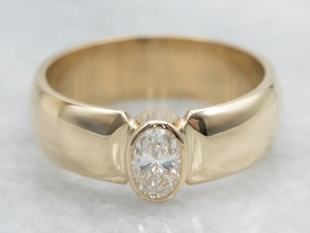 Oval Cut Bezel-Set Diamond Solitaire Engagement Ring met 2 jaar garantie